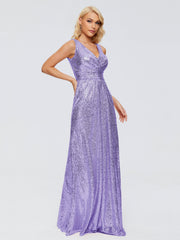 Alyssa Column V back Sequins Prom Dresses