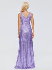 Alyssa Column V back Sequins Prom Dresses
