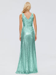 Alyssa Column V back Sequins Prom Dresses