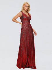 Alyssa Column V back Sequins Prom Dresses