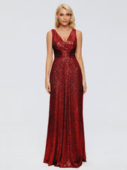 Alyssa Column V back Sequins Prom Dresses
