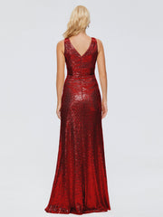Alyssa Column V back Sequins Prom Dresses