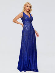 Alyssa Column V back Sequins Prom Dresses