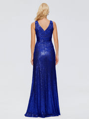 Alyssa Column V back Sequins Prom Dresses