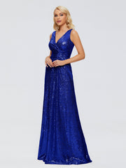 Alyssa Column V back Sequins Prom Dresses