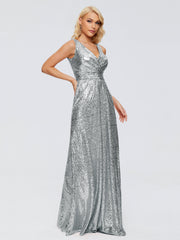 Alyssa Column V back Sequins Prom Dresses