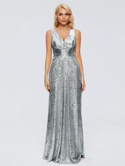 Alyssa Column V back Sequins Prom Dresses