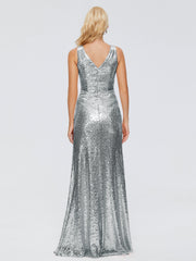 Alyssa Column V back Sequins Prom Dresses
