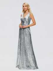 Alyssa Column V back Sequins Prom Dresses
