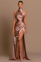 Amazing High Neck Sleeveless Prom Dress Mermaid Long Split