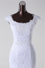 Amazing Jewel Long Lace Mermaid Wedding Dress With Appliques