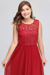 Amazing Jewel Neck Lace Chiffon Evening Dress Sleveless Floor Length Formal Dress