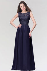 Amazing Jewel Neck Lace Chiffon Evening Dress Sleveless Floor Length Formal Dress