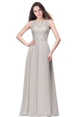 Amazing Jewel Neck Lace Chiffon Evening Dress Sleveless Floor Length Formal Dress