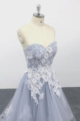 Amazing Strapless Lace Tulle A-line Wedding Dress