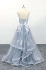 Amazing Strapless Lace Tulle A-line Wedding Dress
