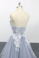 Amazing Strapless Lace Tulle A-line Wedding Dress