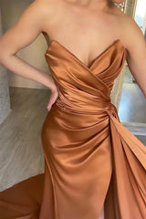 Amazing Sweetheart Mermaid Evening Dress Slit Pleated With Ruffles