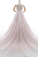 Appliques Spaghetti Strap A-line Wedding Dress