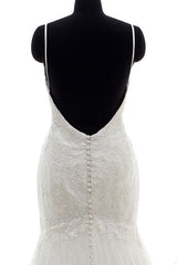 Appliques Spaghetti Strap Mermaid Wedding Dress