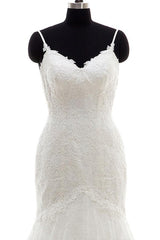 Appliques Spaghetti Strap Mermaid Wedding Dress