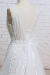 Appliques Tulle Ruffle A-line Wedding Dress
