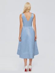 V-neck High-Low Satin Prom Dresses