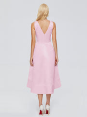 V-neck High-Low Satin Prom Dresses