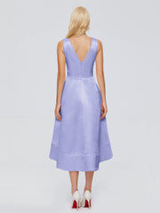 V-neck High-Low Satin Prom Dresses