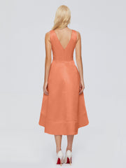 V-neck High-Low Satin Prom Dresses