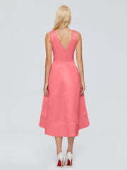 V-neck High-Low Satin Prom Dresses