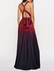 A-Line Bridesmaid Dress V Neck Sleeveless Elegant Floor Length Spandex with Ruching