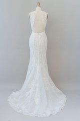 Awesome Illusion Lace Mermaid Wedding Dress