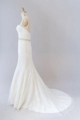 Awesome Ruffle Strapless Lace Sheath Wedding Dress