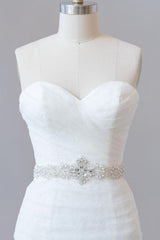 Awesome Ruffle Strapless Lace Sheath Wedding Dress