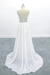 Awesome V-neck A-line Lace Chiffon Wedding Dress