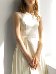 Wholesale Bridal Shower Simple Wedding Dresses Wedding Dresses A-Line Sweetheart Long Sleeve Tea Length Chiffon Bridal Gowns With Ruched Split Front