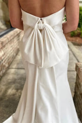 Strapless Bow Back Mermaid Long Wedding Dress