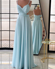 Ruched V Neck Floor Length Chiffon Dresses