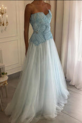 Elegant A Line Prom Dresses Long Tulle Corset Formal Outfit