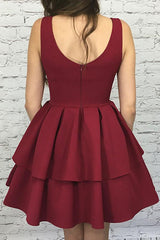 Custom Made Sweetheart Neck Short Burgundy Prom Dress, Short Burgundy Formal Dress, Graduation Dress, Homecoming Dress