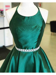 Robes de bal courtes vert foncé sans dos, robes de retour à retour formel vert foncé