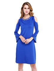 Aimishang Sheath / Column Mother of the Bride Dress Elegant Jewel Neck Knee Length Jersey Long Sleeve No with Beading