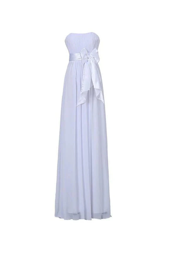 A-line Strapless Floor Length Chiffon Bridesmaid Dress