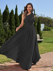 A-Line/Princess Chiffon Ruched One-Shoulder Sleeveless Floor-Length Bridesmaid Dresses
