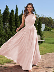 A-Line/Princess Chiffon Ruched One-Shoulder Sleeveless Floor-Length Bridesmaid Dresses