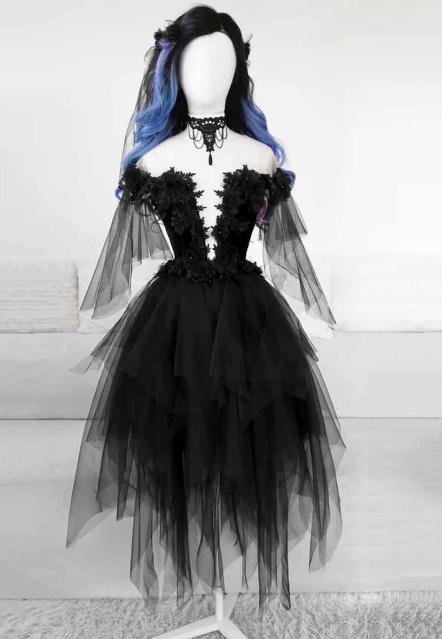 Black Lace Short Prom Dresses, A-Line Mini Party Dresses