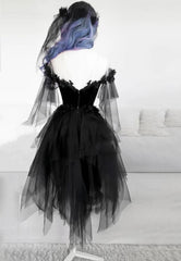 Black Lace Short Prom Dresses, A-Line Mini Party Dresses
