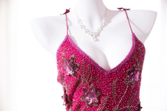 Vintage Shiny Sequin Rose Red Backless Design A-line Romantic Chiffon Evening Dress Prom Dress HZ1024