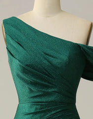 Off The Shoulder Long Glitter Prom Dress With Split Sparkly